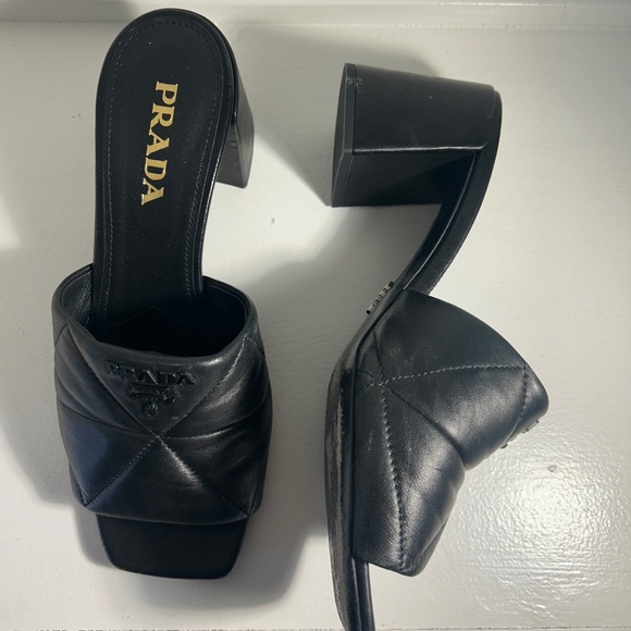 Prada Leather Quilted Black Slides Size 40 - Picture 3 of 4